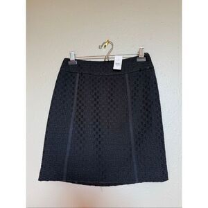 NWT LOFT Black Wool Blend Textured Mini Skirt – Lined, Classic A-Line SZ 0